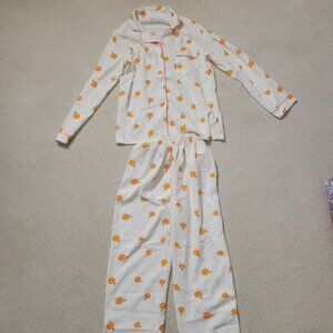 Women's Long Sleeve Pajama Set, Orange Print, Size Small